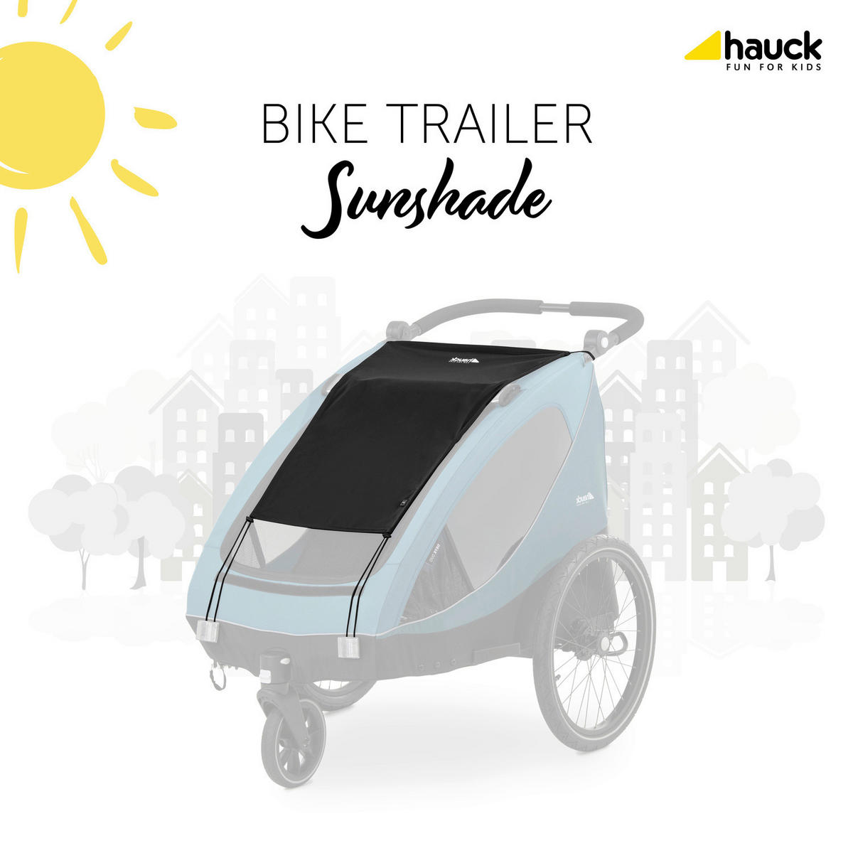 SONNENSCHUTZ   BIKE TRAILER SUNSHADE  - Schwarz, Basics, Kunststoff (50/0,01/74cm) - Hauck