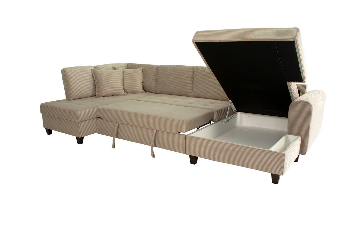 WOHNLANDSCHAFT MORITZ Graubraun Cord  - Graubraun, Trend, Textil (178/324/155cm) - P & B