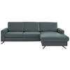 ECKSOFA in Echtleder Blaugrau  - Blaugrau/Schwarz, Design, Leder/Metall (267/165cm) - Lomoco
