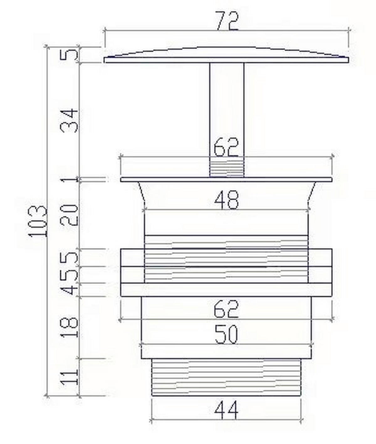 ABLAUFVENTIL 16/17/16 cm  - Chromfarben, Basics, Metall (16/17/16cm) - Xora