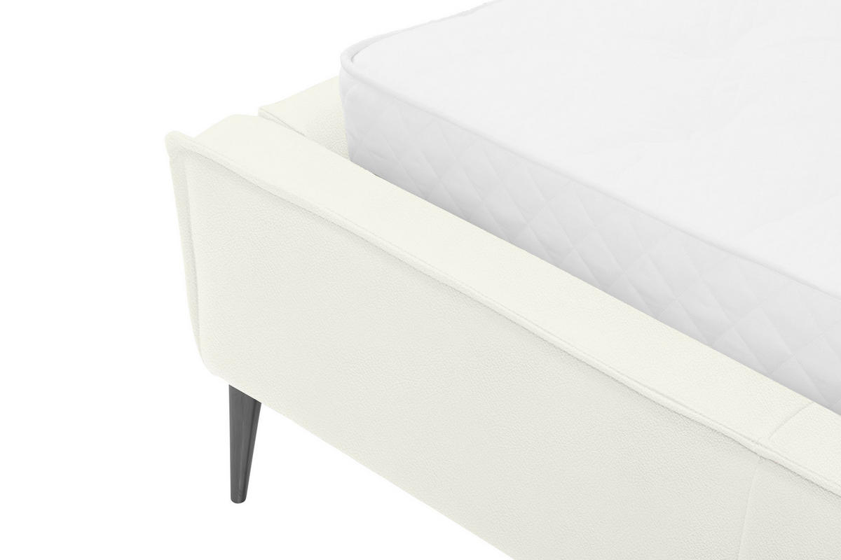 POLSTERBETT 180/200 cm,  in Weiß, gepolstertes Kopfteil,  - Schwarzchrom/Weiß, KONVENTIONELL, Leder/Metall (180/200cm) - Esposa