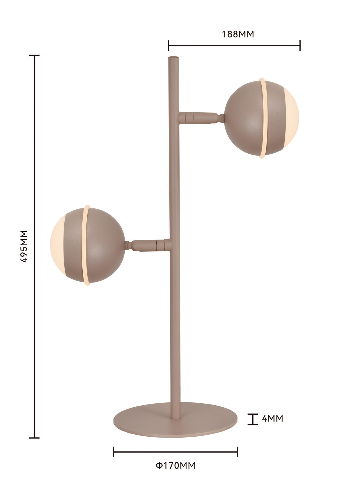 LED-TISCHLEUCHTE Biarritz 24/42/15 cm  - Sandfarben/Schwarzchrom, Design, Kunststoff/Metall (24/42/15cm)