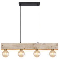 HÄNGELEUCHTE Adalie 80/6/120 cm   - Dunkelbraun/Schwarz, Natur, Holz/Textil (80/6/120cm) - Globo