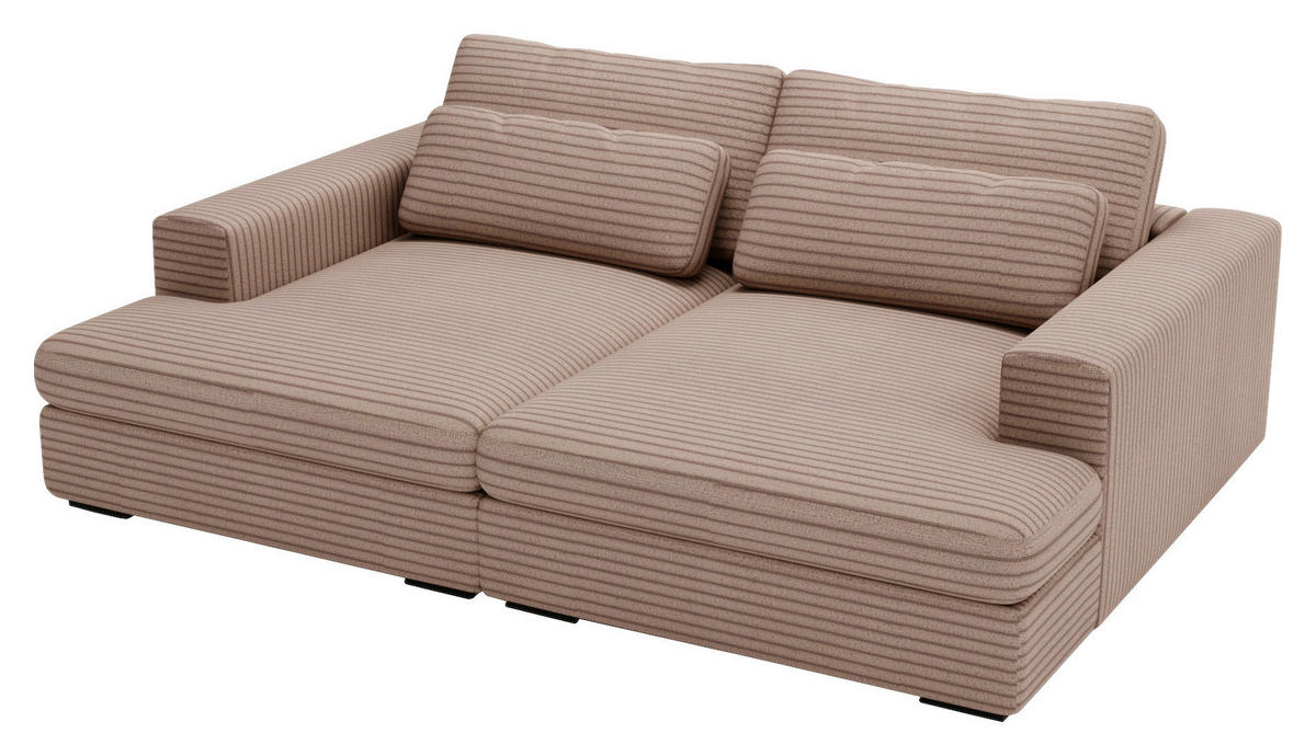 BIGSOFA Cord Hellbraun  - Hellbraun/Schwarz, Design, Textil (218/80/158cm) - home24