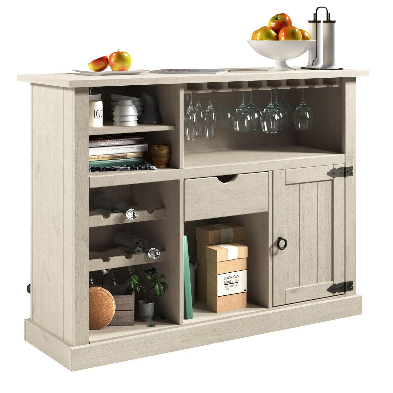 BAR fehér  - fehér, Romantik / Landhaus, fa (140/104/48cm) - MID.YOU