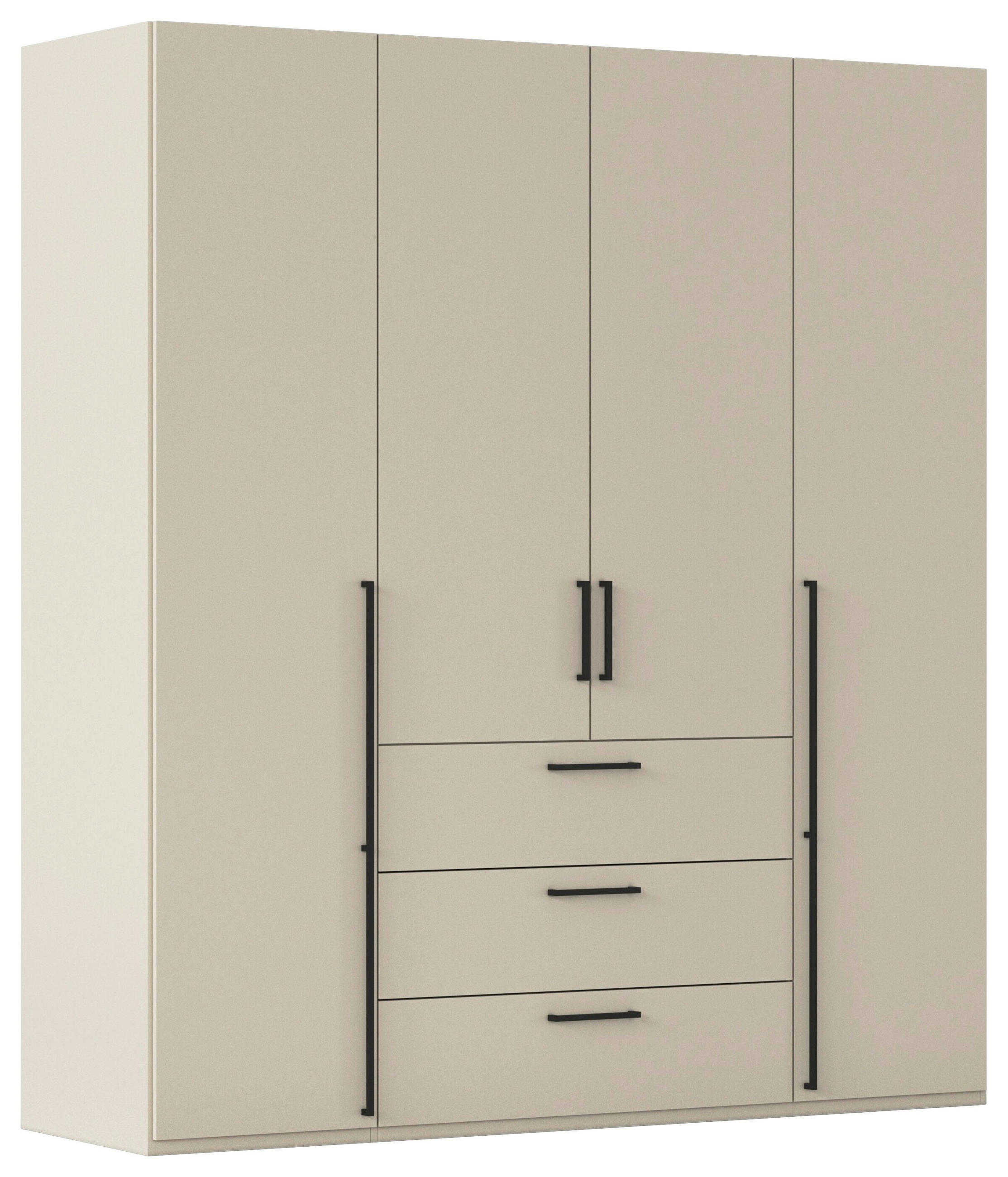 DREHTÜRENSCHRANK 201/223/61 cm,  in Champagner, 4-türig  - Champagner/Schwarz, Basics, Holzwerkstoff/Metall (201/223/61cm) - Novel