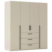DREHTÜRENSCHRANK 201/223/61 cm,  in Champagner, 4-türig  - Champagner/Schwarz, Basics, Holzwerkstoff/Metall (201/223/61cm) - Novel