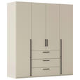 DREHTÜRENSCHRANK 201/223/61 cm,  in Champagner, 4-türig  - Champagner/Schwarz, Basics, Holzwerkstoff/Metall (201/223/61cm) - Novel