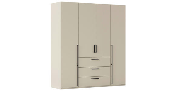 DREHTÜRENSCHRANK 201/223/61 cm,  in Champagner, 4-türig  - Champagner/Schwarz, Basics, Holzwerkstoff/Metall (201/223/61cm) - Novel