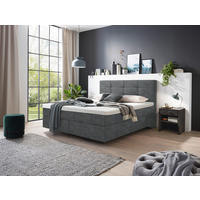 BOXSPRINGBETT 160/200 cm  in Dunkelgrau  - Chromfarben/Dunkelgrau, KONVENTIONELL, Kunststoff/Textil (160/200cm) - Voleo