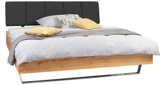 BETT in Anthrazit, Buchefarben - Anthrazit/Silberfarben, Natur, Holz/Textil (180/200cm) - Valnatura