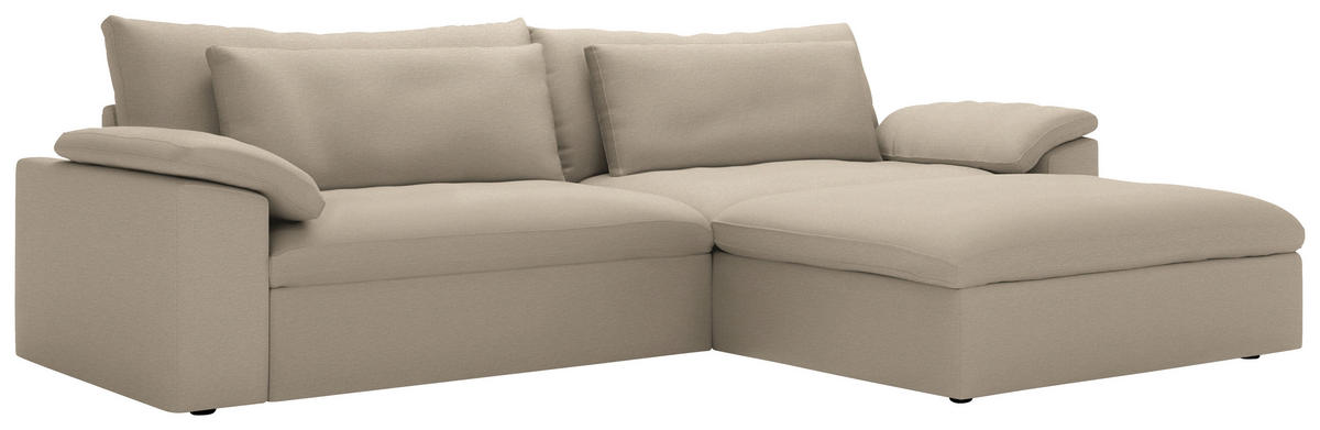 ECKSOFA  Chenille Greige  - Greige/Schwarz, Modern, Kunststoff/Textil (306/198cm) - Carryhome