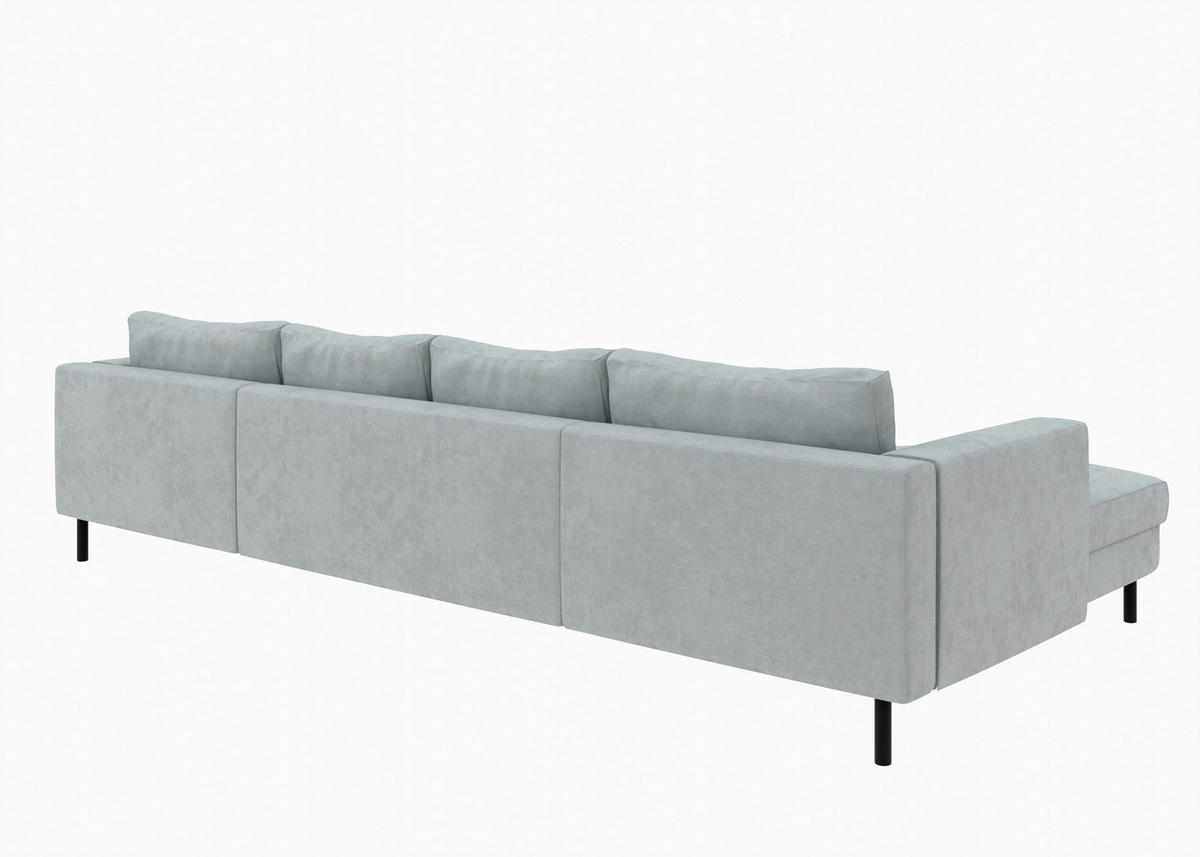 WOHNLANDSCHAFT Grau Struktur  - Schwarz/Grau, MODERN, Textil/Metall (161/306/161cm) - Trendmanufaktur