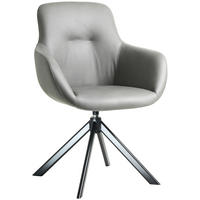 ARMLEHNSTUHL  in Edelstahl Lederlook (vegan)  - Hellgrau/Schwarz, Basics, Textil/Metall (62/89/61cm) - Celina Home