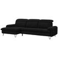 ECKSOFA in Webstoff Schwarz  - Schwarz, LIFESTYLE, Textil/Metall (180/310cm) - Valnatura