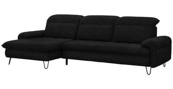 ECKSOFA in Webstoff Schwarz  - Schwarz, LIFESTYLE, Textil/Metall (180/310cm) - Valnatura