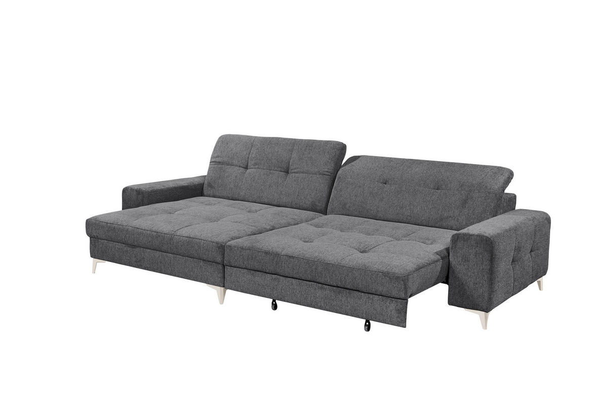 ECKSOFA SORELLA Anthrazit Mikrovelours Kopfteilverstellung, Sitztiefenverstellung  - Kaschmir/Anthrazit, Design, Kunststoff/Textil (182/328cm) - MID.YOU