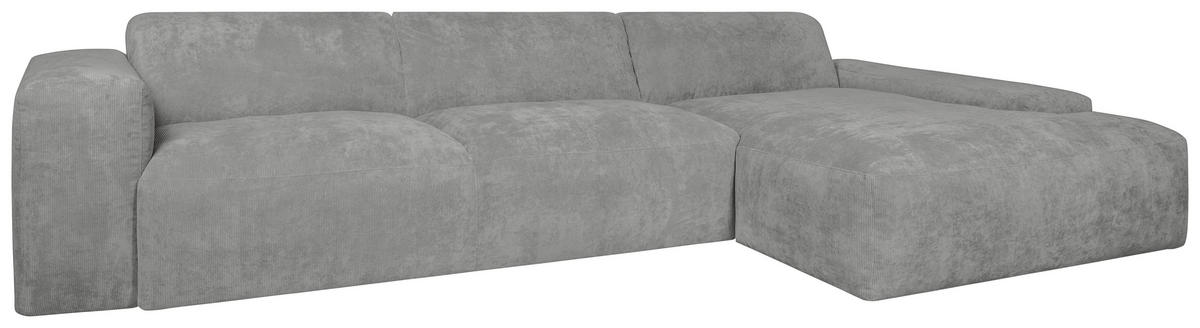 ECKSOFA HANNAH Hellgrau Cord  - Hellgrau/Schwarz, Design, Kunststoff/Textil (343/170cm) - MID.YOU