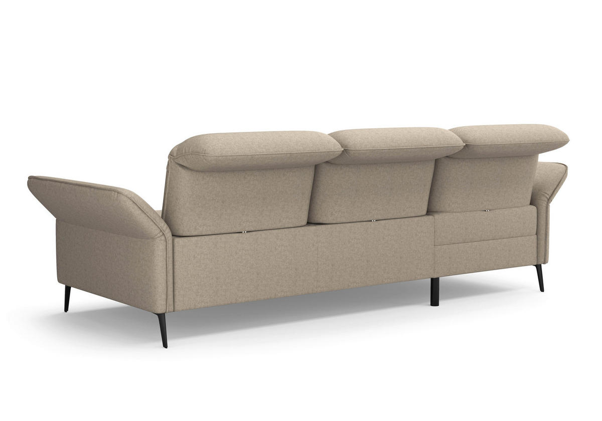 ECKSOFA in Flachgewebe Taupe  - Taupe/Schwarz, Konventionell, Textil/Metall (198/264cm) - Sit & More