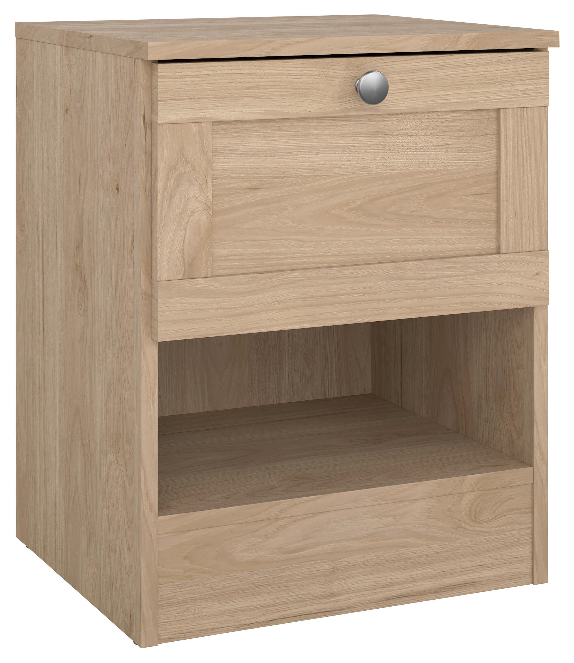 NACHTSCHRANK 40,2/51,2/36 cm  - Eichefarben/Silberfarben, MODERN, Holzwerkstoff/Metall (40,2/51,2/36cm) - MID.YOU