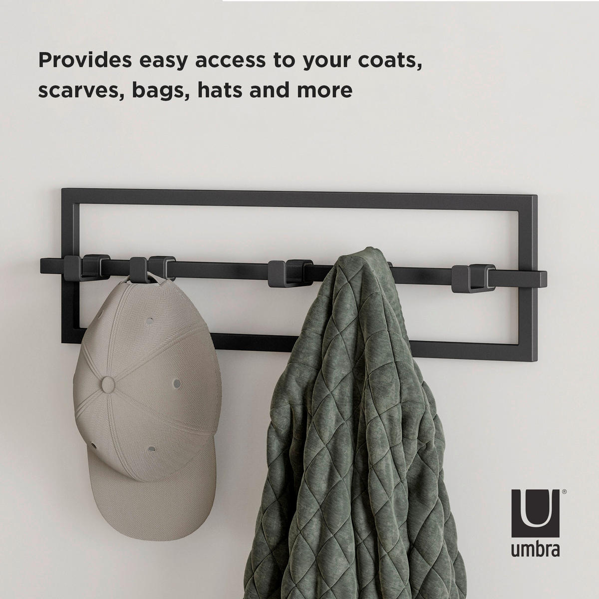 STENSKI OBEŠALNIK - črna, Basics, kovina (53/15/6cm) - Umbra