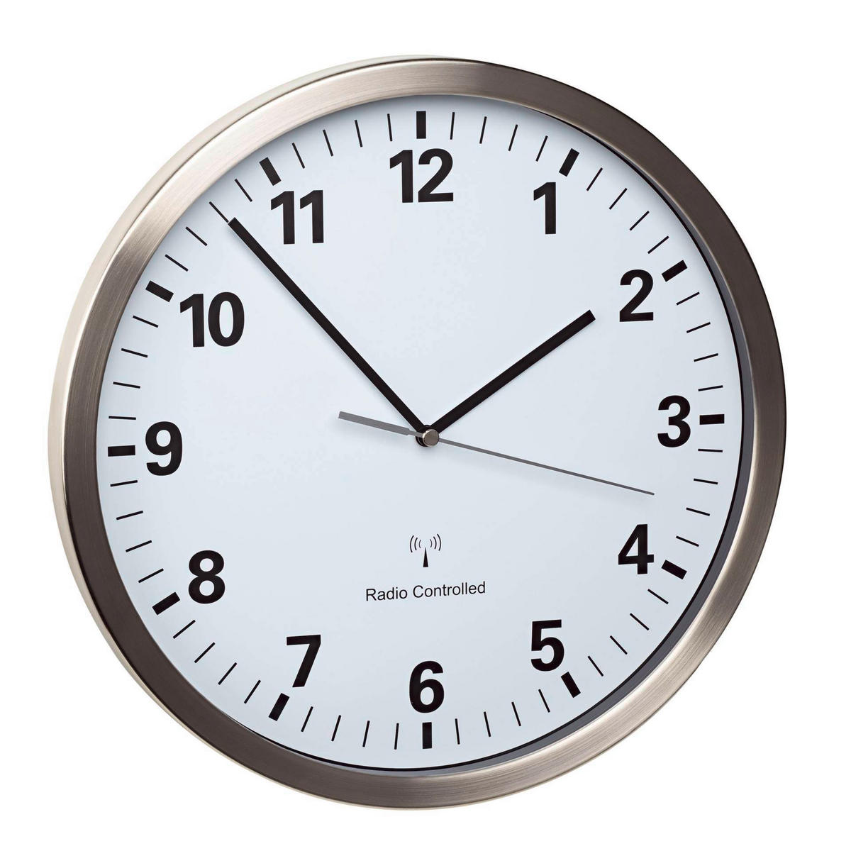 WANDUHR  Weiß, Edelstahlfarben  - Edelstahlfarben/Weiß, Basics, Kunststoff/Metall (30,5/4,3/30,5cm)