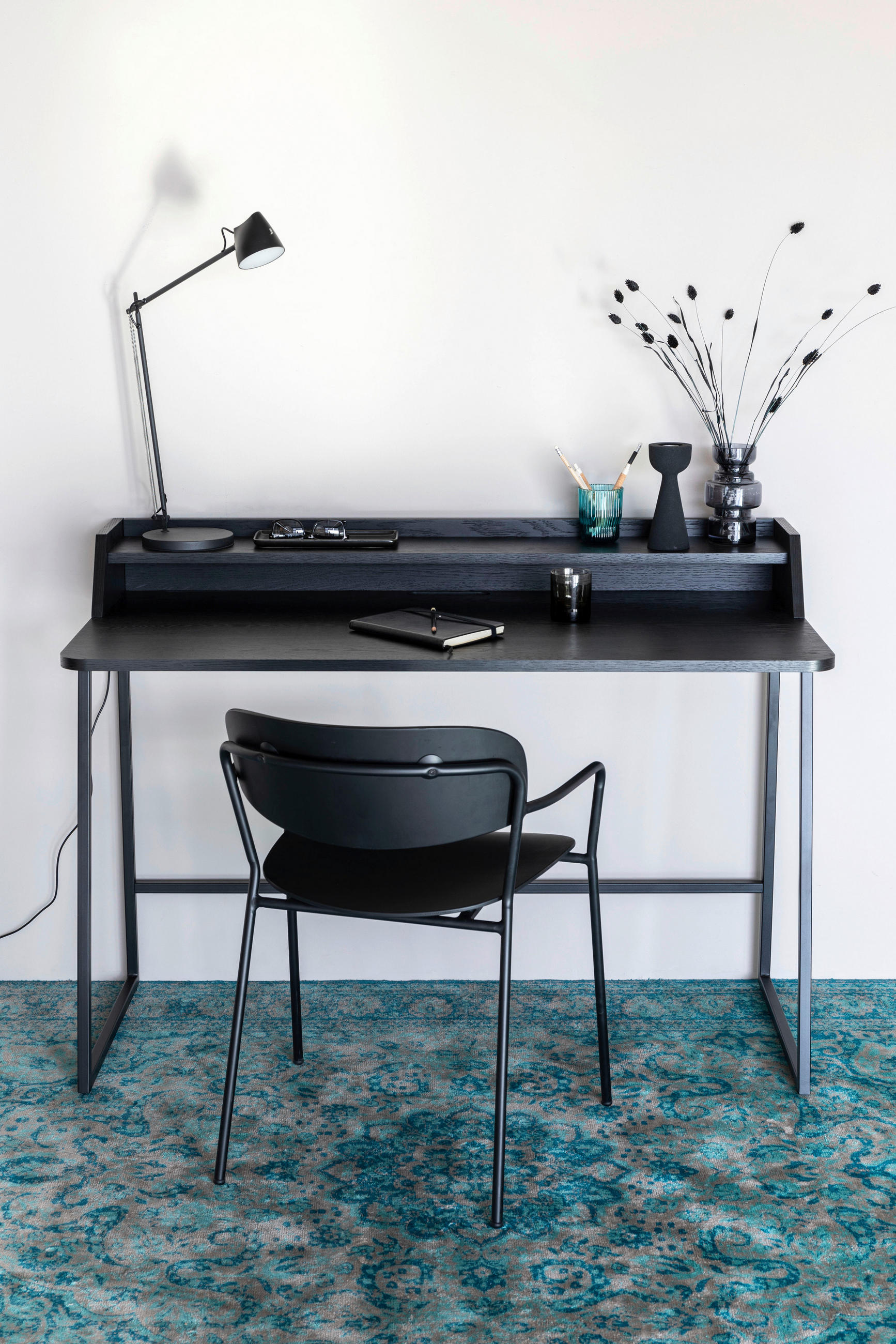 SCHREIBTISCH 120/60/88 cm  in Schwarz  - Schwarz, KONVENTIONELL, Holz/Metall (120/60/88cm) - Ambia Home