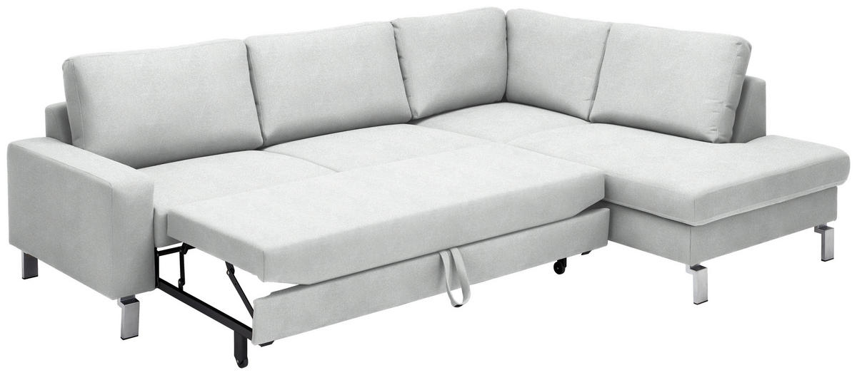 ECKSOFA in Flachgewebe Silberfarben  276/200 cm  - Chromfarben/Silberfarben, Design, Textil/Metall (276/200cm) - Hom`in