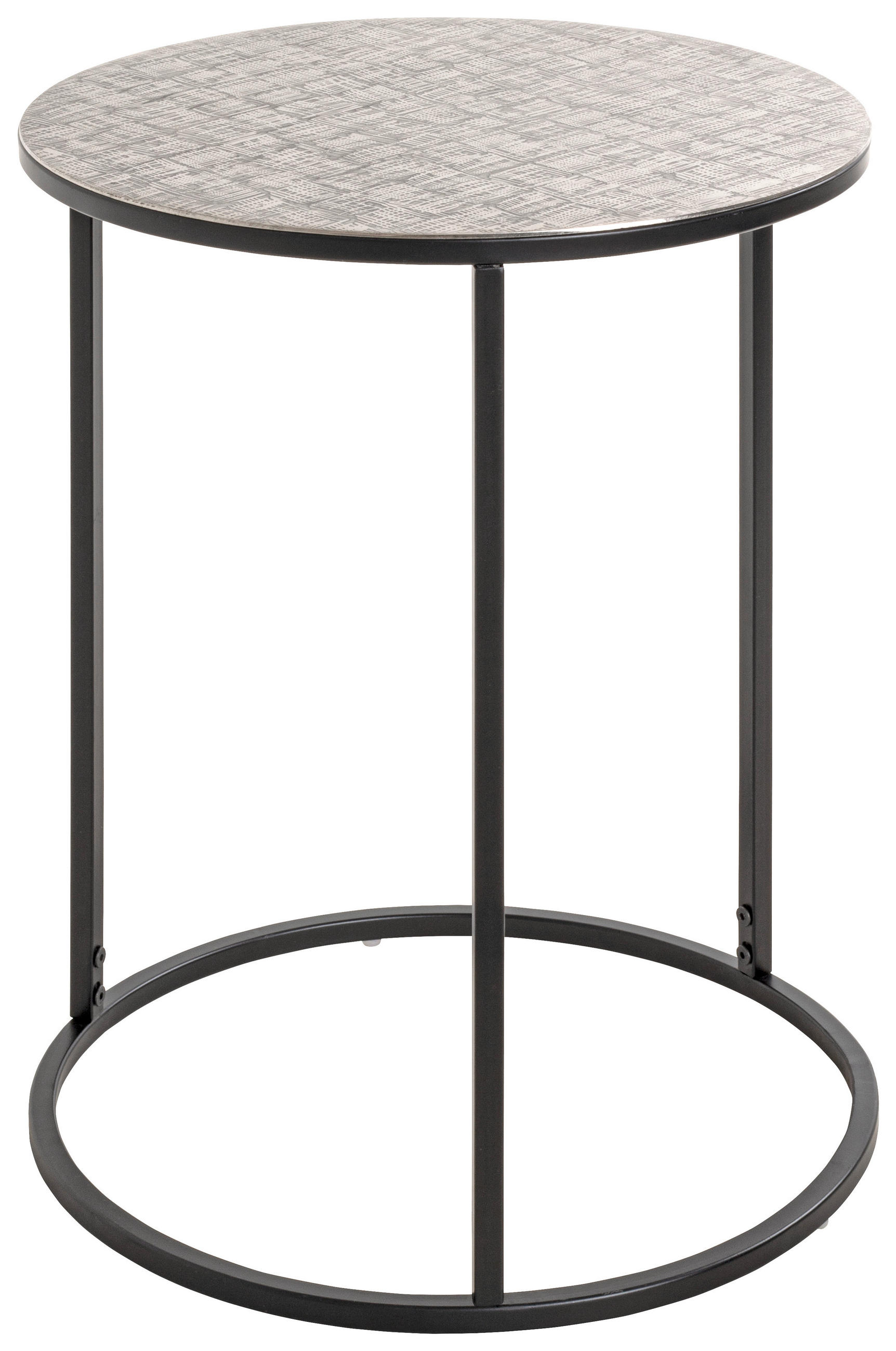BEISTELLTISCH 46/46/60 cm Schwarz, Silberfarben rund  - Silberfarben/Schwarz, MODERN, Metall (46/46/60cm)