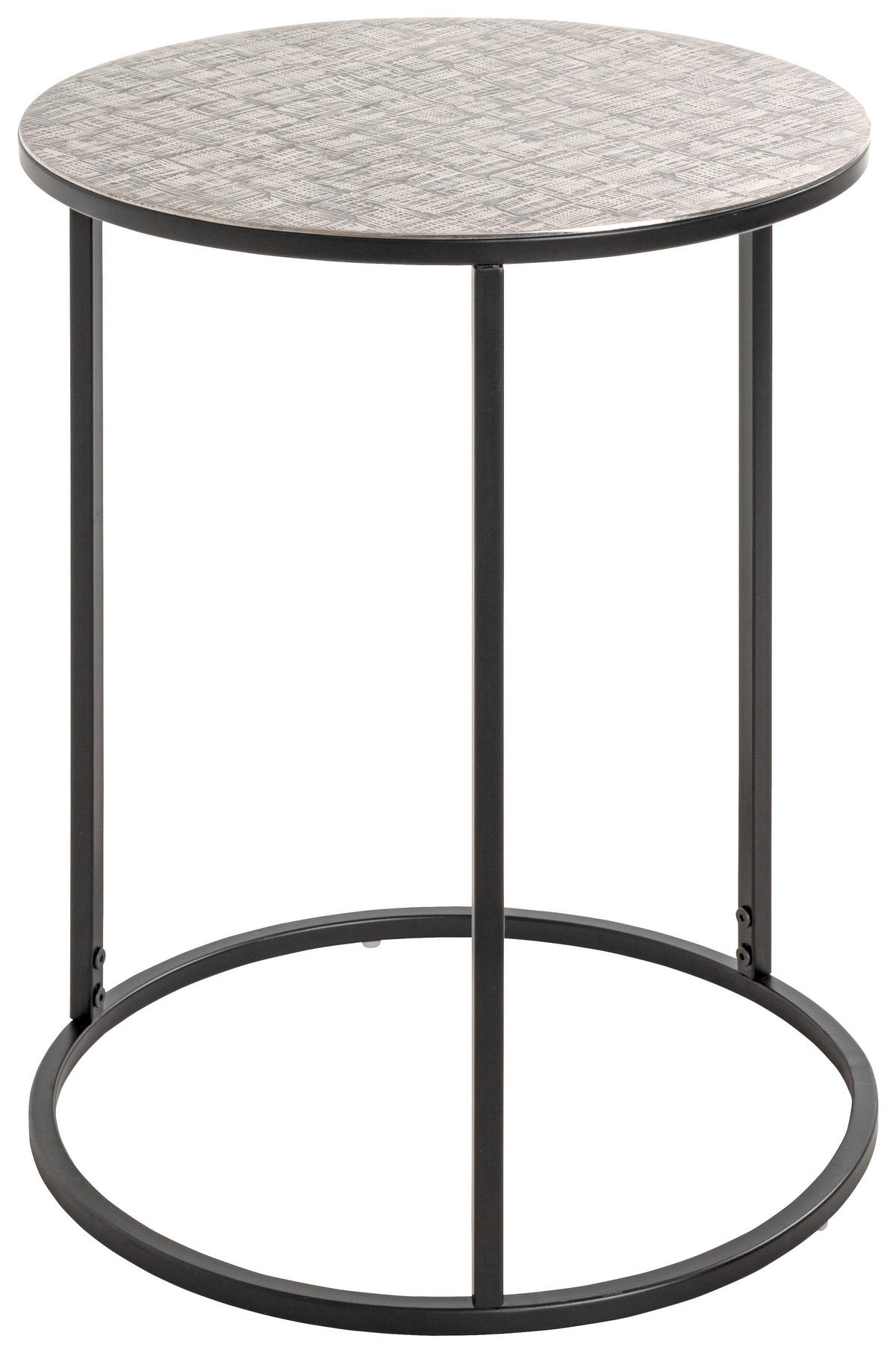BEISTELLTISCH 46/46/60 cm Schwarz, Silberfarben rund  - Silberfarben/Schwarz, MODERN, Metall (46/46/60cm)