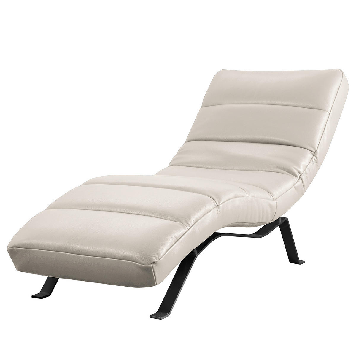 RELAXLIEGE Echtleder Grau  - Schwarz/Grau, Design, Leder/Metall (65/65-95/171cm) - Livetastic