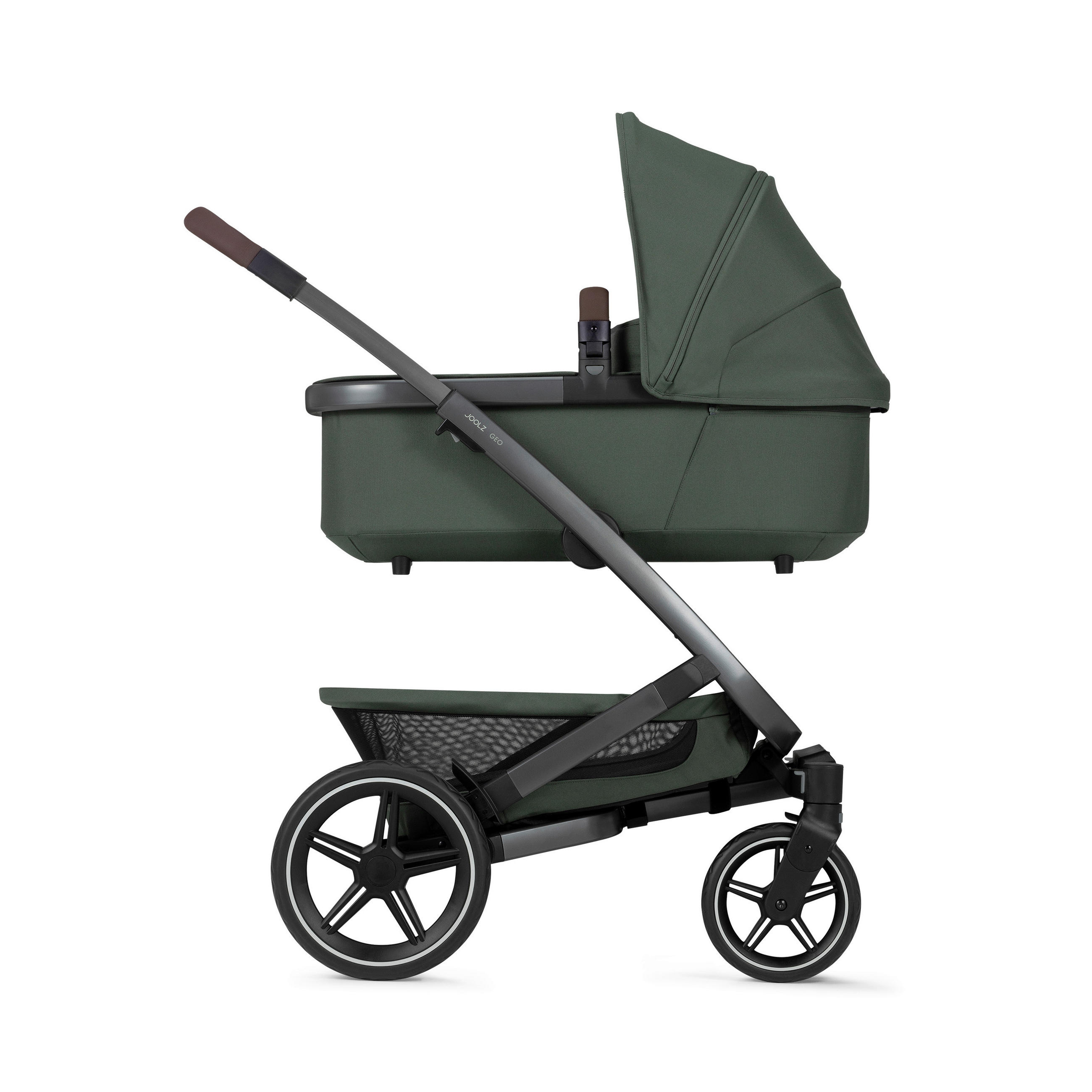 KINDERWAGENSET Geo3 Mono  - Dunkelgrün/Grau, Basics, Textil/Metall (60/92-113/77-105cm) - Joolz