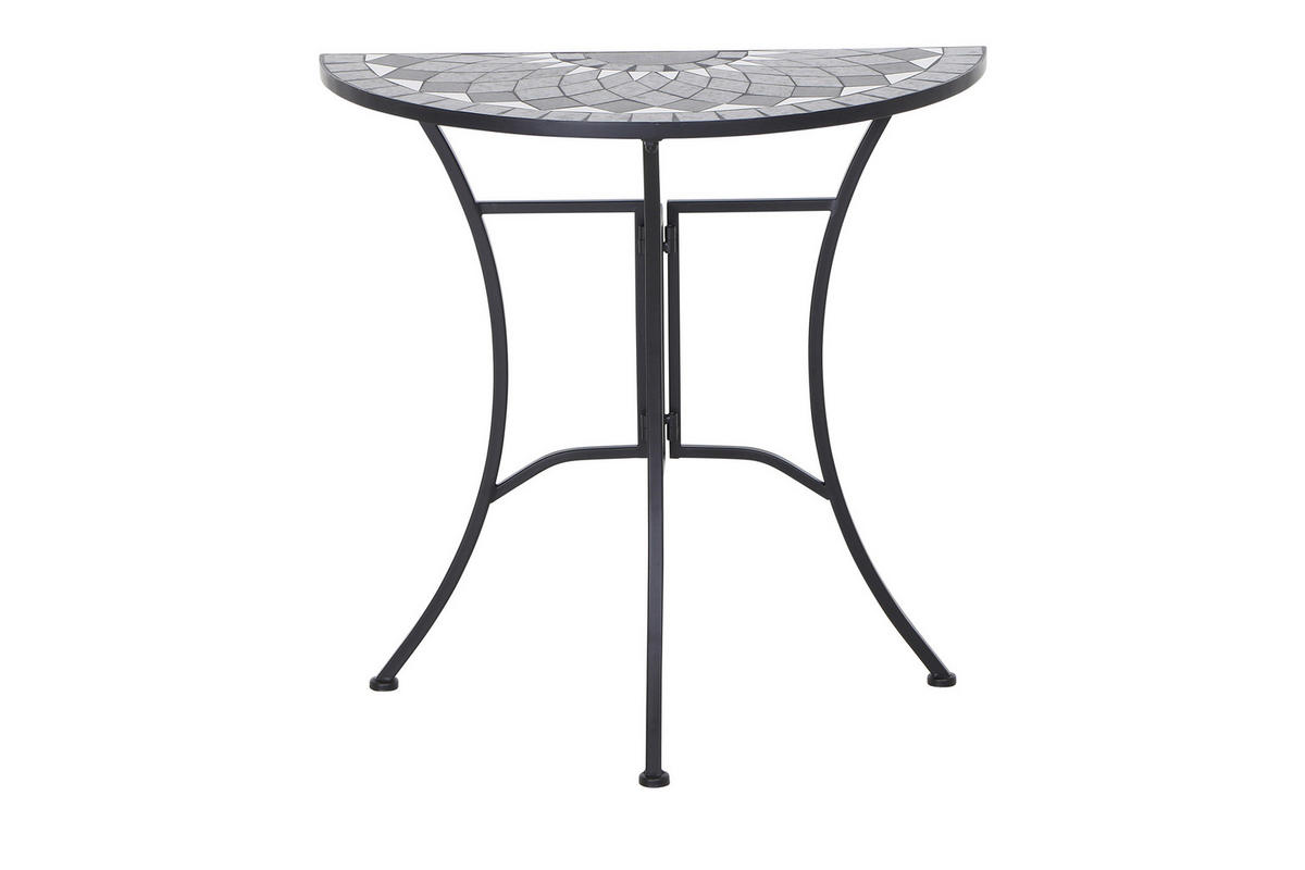 GARTENTISCH 35,5/70/71 cm Metall, Keramik rund  - Schwarz, KONVENTIONELL, Keramik/Metall (35,5/70/71cm) - Siena Garden