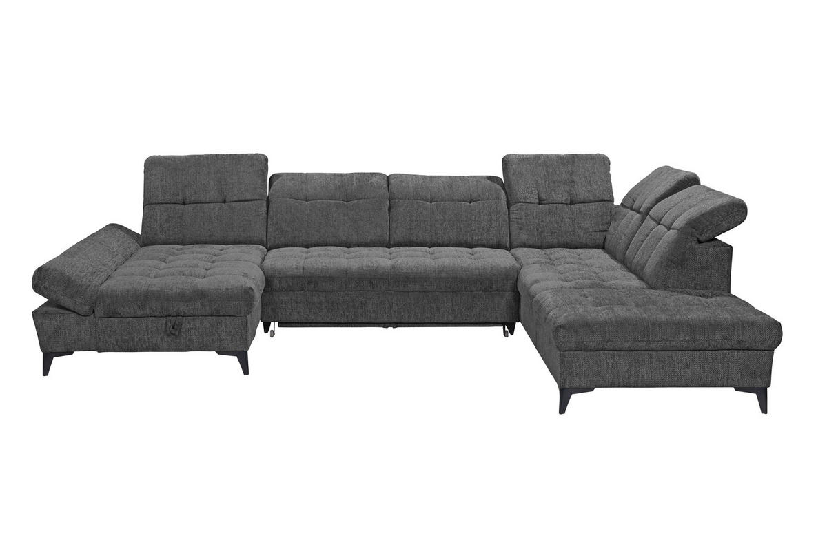 WOHNLANDSCHAFT MERCY Graphitfarben Mikrovelours  - Schwarz/Graphitfarben, MODERN, Kunststoff/Textil (169/348/245cm) - MID.YOU