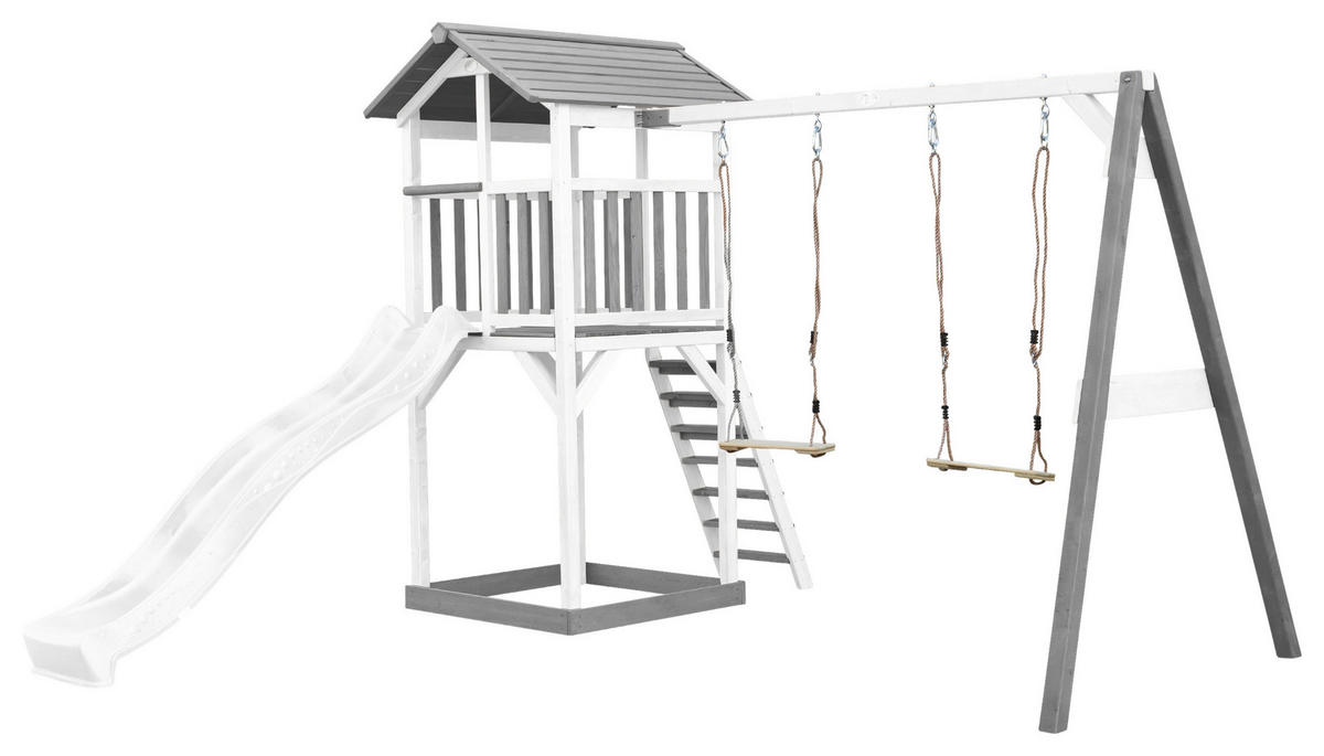 SPIELTURM 356,6/241,9/349 cm  - Weiß/Grau, KONVENTIONELL, Holz/Kunststoff (356,6/241,9/349cm) - Ambia Garden