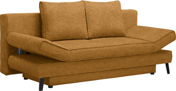 SCHLAFSOFA in Flachgewebe Braun, Goldfarben  - Goldfarben/Schwarz, Design, Textil/Metall (200/85/90cm) - Xora