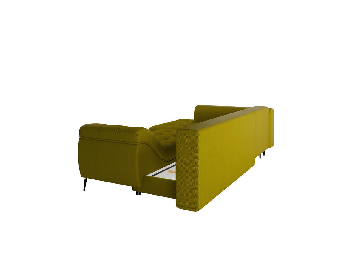 Ecksofa inkl. Funktionen in Webstoff Limette  - Limette/Schwarz, Modern, Textil/Metall (177/279cm)