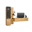 WOHNWAND  in Schwarz, Eichefarben  270/200/42 cm  - Wildeiche/Eichefarben, Natur, Glas/Holz (270/200/42cm) - Linea Natura