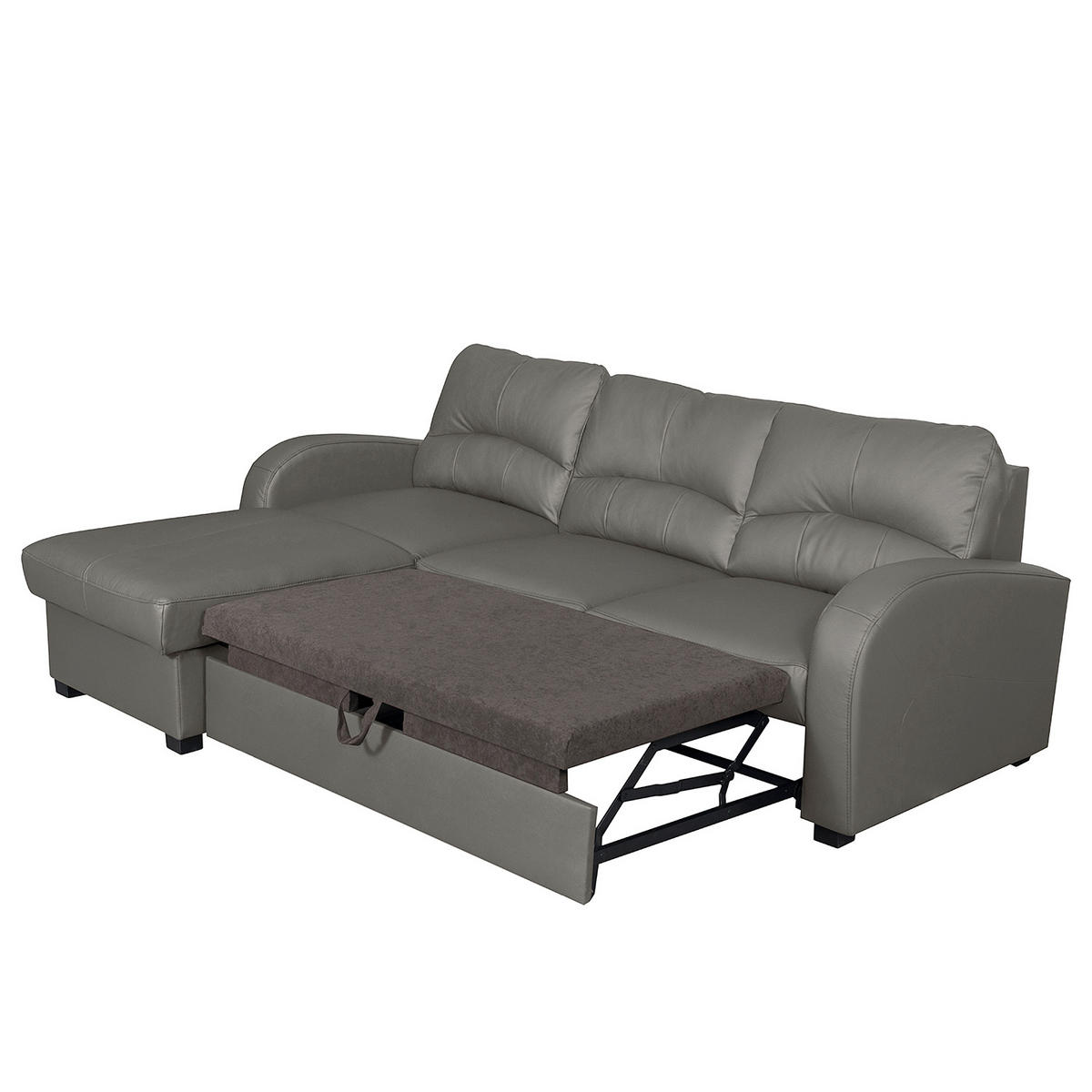 ECKSOFA 168/227 cm TILO in Lederlook Grau Bettkasten  168/227 cm  - Schwarz/Grau, Design, Kunststoff/Textil (168/227cm) - Livetastic