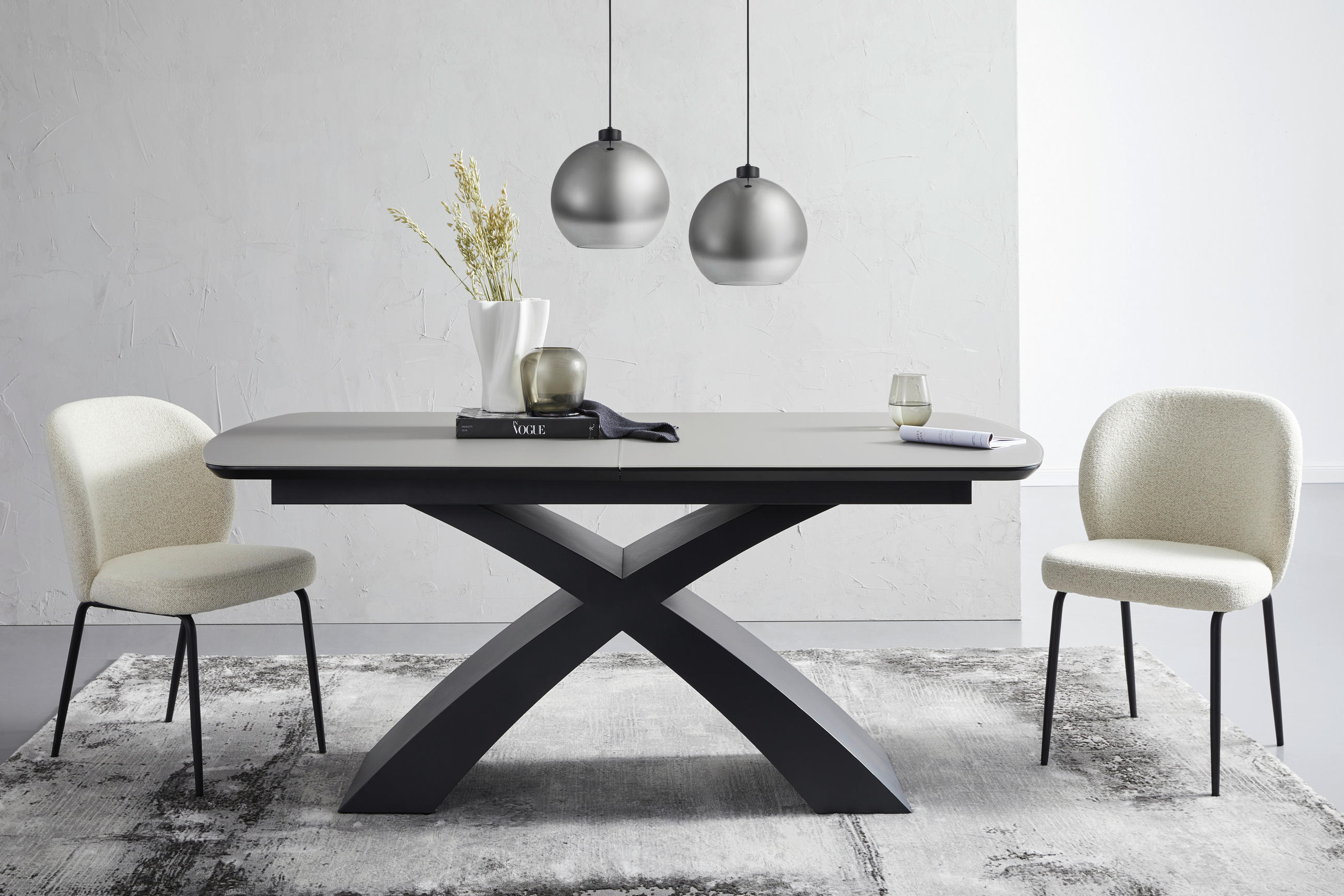 ESSTISCH in Metall, Glas, Holzwerkstoff 178/98/76 cm  - Schwarz/Grau, MODERN, Glas/Holzwerkstoff (178/98/76cm) - Livetastic