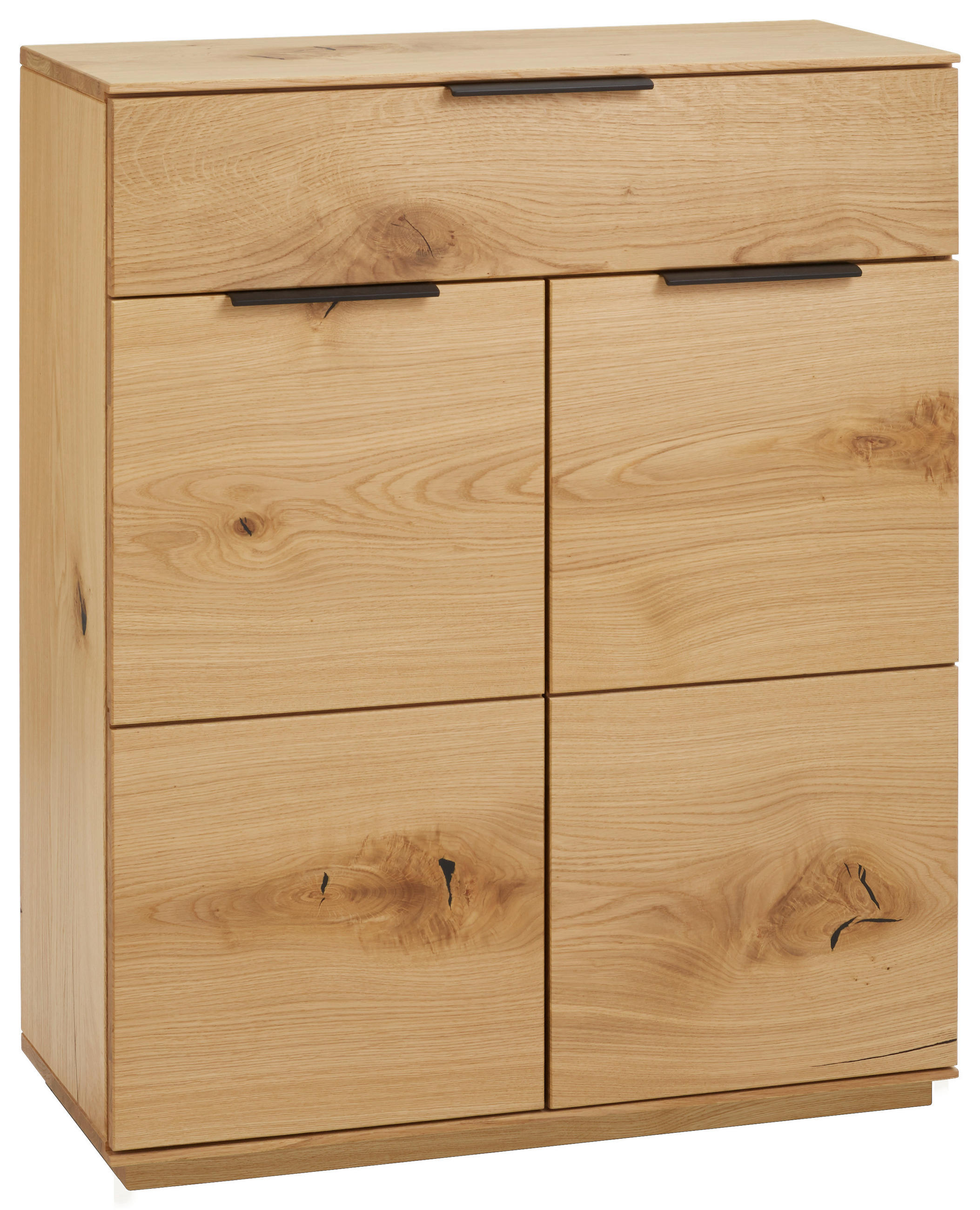 SCHUHSCHRANK Wildeiche furniert Eichefarben  - Eichefarben/Schwarz, Natur, Holz/Metall (85/103/38cm) - Linea Natura