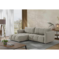 ECKSCHLAFSOFA  in Flachgewebe Mokka  - Schwarz/Mokka, KONVENTIONELL, Holzwerkstoff/Kunststoff (273/188cm) - Livetastic