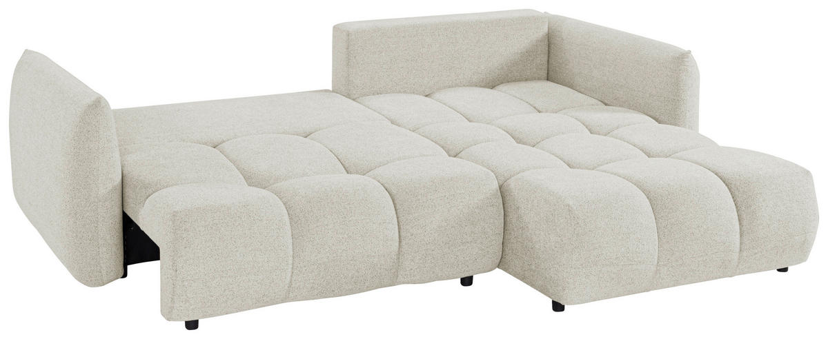 ECKSCHLAFSOFA Flachgewebe Beige  inkl.  - Beige/Schwarz, KONVENTIONELL, Kunststoff/Textil (273/188cm) - Livetastic