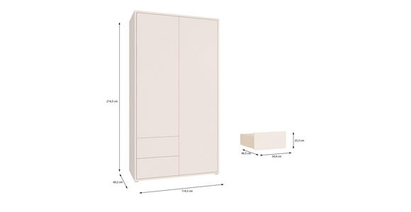 GARDEROBENSCHRANK  in 114,5/214,3/60 cm  - Sandfarben/Grau, MODERN, Holzwerkstoff/Metall (114,5/214,3/60cm) - Carryhome