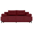SCHLAFSOFA  mit Liegefunktion Velours Weinrot  - Weinrot/Schwarz, KONVENTIONELL, Textil/Metall (200/98/90cm) - Carryhome