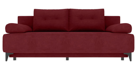 SCHLAFSOFA  mit Liegefunktion Velours Weinrot  - Weinrot/Schwarz, KONVENTIONELL, Textil/Metall (200/98/90cm) - Carryhome