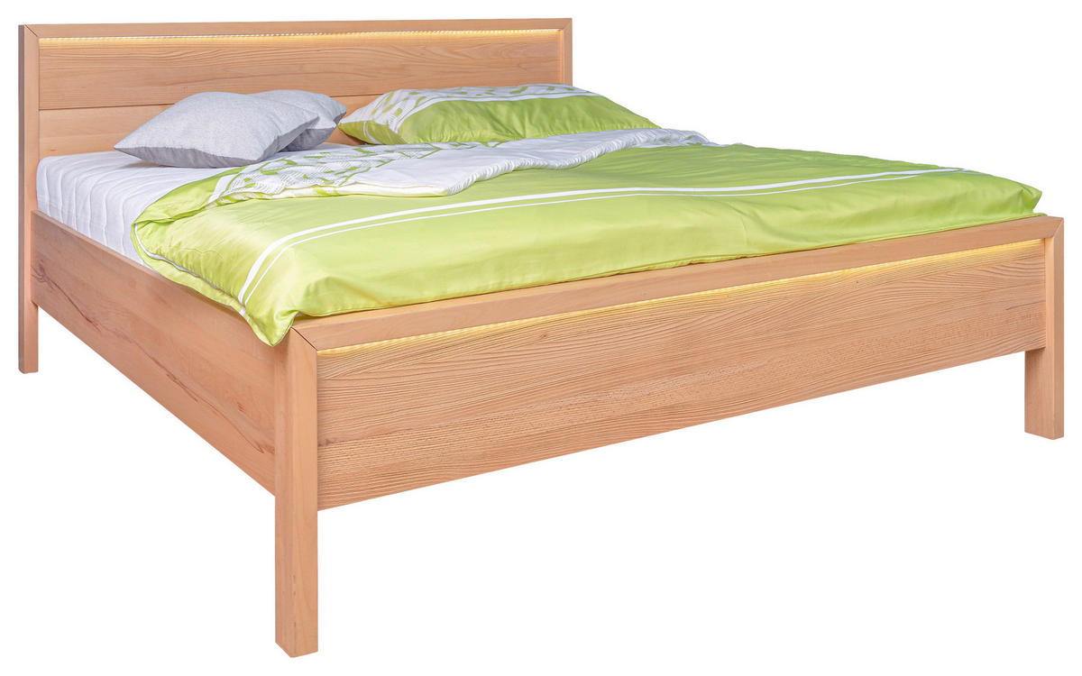 BETT  in Naturfarben, Kernbuche  - Naturfarben/Kernbuche, MODERN, Holz (186/101/212cm) - MID.YOU