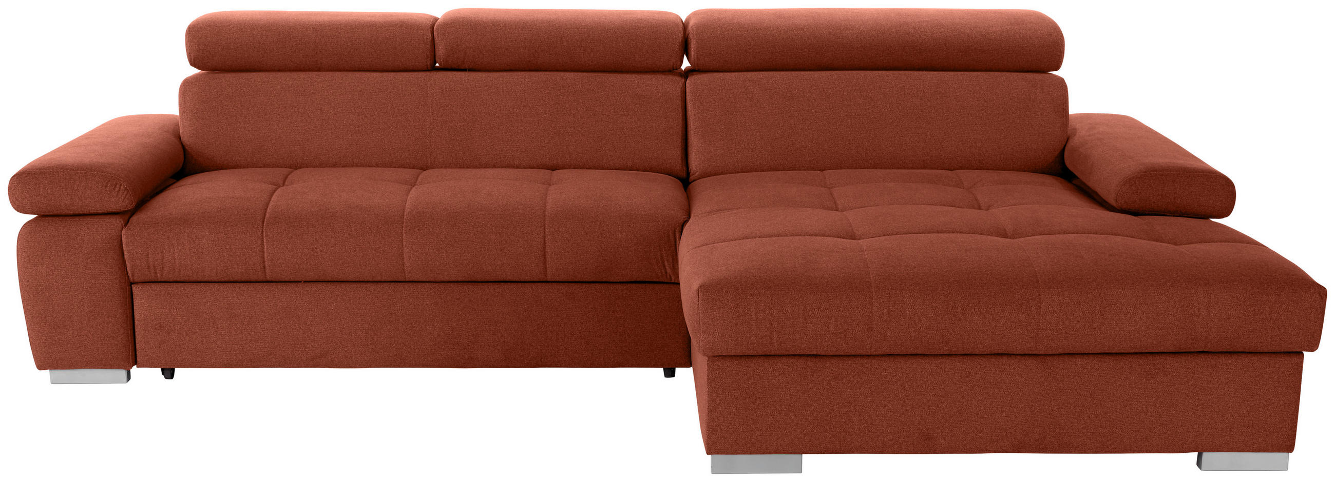 ECKSOFA Rostfarben Velours  - Rostfarben/Silberfarben, Design, Holz/Textil (292/183cm) - Livetastic