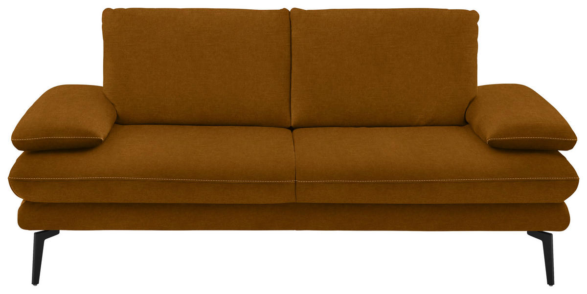 2,5-SITZER in Velours Cognac  - Cognac/Beige, Design, Textil/Metall (196/89/104cm) - Dieter Knoll