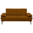 2,5-SITZER in Velours Cognac  - Cognac/Beige, Design, Textil/Metall (196/89/104cm) - Dieter Knoll